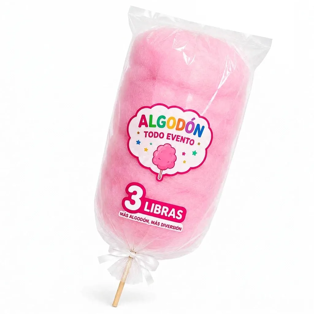 Algodón de azúcar en bolsa de 3 libras con palito a Q5.00