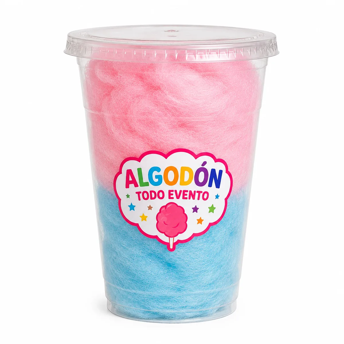 Algodón de azúcar en vaso tapa plana
