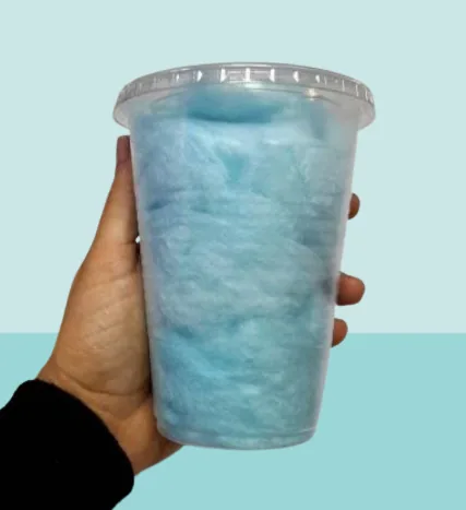 Algodón de azúcar en vaso tapa plana