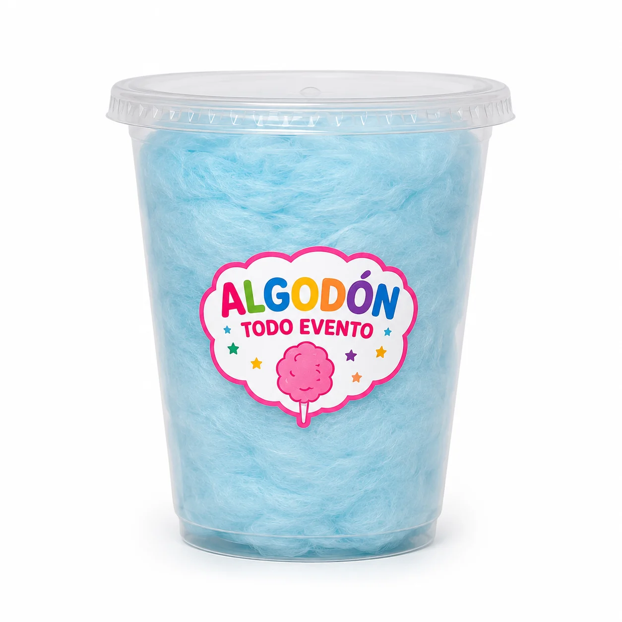 Algodón de Azúcar en Vaso con Tapa Plana - Eventos Guatemala | Algodón Todo Evento